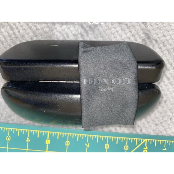 COACH Black Eyeglass Holder Clamshell Hard Case Velvet Lining with cloth - Picture 4 of 8